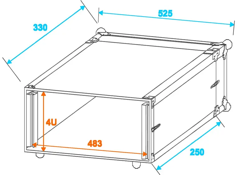 Effect rack CO DD, D:25cm, 4U, black 